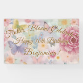 Banderoles Fleurs et papillons Pastel Garden Collage (Horizontal)