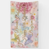 Banderoles Fleurs et papillons Pastel Garden Collage (Vertical)