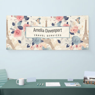 Banderoles Fleurs et Tour Eiffel Paris Motif Affaires