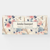 Banderoles Fleurs et Tour Eiffel Paris Motif Affaires (Horizontal)