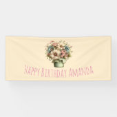 Banderoles Fleurs Fantaisistes dans un Pot de Fleurs Annivers (Horizontal)