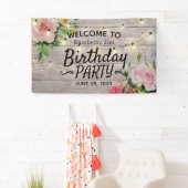 Banderoles Fleurs Fête Anniversaire Bois Chaîne Lumières Bien (En situation)