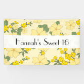 Banderoles Fleurs Jaunes, Motif De Fleurs, Douce 16 (Horizontal)