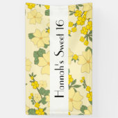 Banderoles Fleurs Jaunes, Motif De Fleurs, Douce 16 (Vertical)