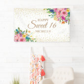 Banderoles Fleurs Jaunes Roses Or Parties scintillant Douce 1 (En situation)