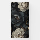 Banderoles Fleurs noires et blanches (Verticale)