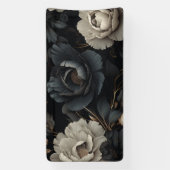 Banderoles Fleurs noires et blanches (Verticale)