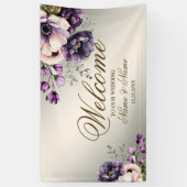 Banderoles Fleurs rose violet de fête Golden Elegant (Vertical)