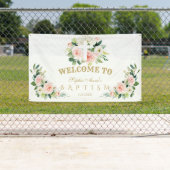 Banderoles Fleurs roses blanches Fille Baptême Affiche de bie (En situation)