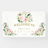 Banderoles Fleurs roses blanches Fille Baptême Affiche de bie (Horizontal)