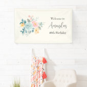 Banderoles Fleurs roses et bleues élégantes Accueil d'anniver (En situation)