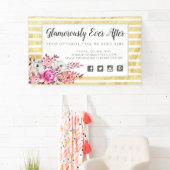 Banderoles Fleurs roses et or, glamour, aquarelle, rayures mo (En situation)