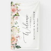 Banderoles Fleurs roses, Fleurs blanches, Boho, Accueil Maria (Vertical)