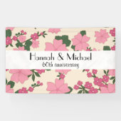 Banderoles Fleurs roses, Motif Floral, Anniversaire (Horizontal)