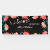 Banderoles Fleurs roses romantiques Accueil Mariage (Horizontal)