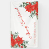 Banderoles Fleurs rouges de famille personnalisées Joyeux ban (Vertical)