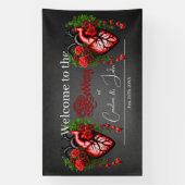 Banderoles Fleurs rouges du coeur gothique (Verticale)