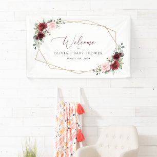 Banderoles Fleurs Rouges, Fleurs Roses, Accueil Baby shower