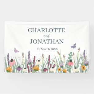 Banderoles Fleurs sauvages et papillons Mariages