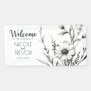 Banderoles Fleurs Sauvages Noir & Blanc Audacieux