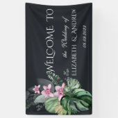 Banderoles Fleurs tropicales Mariage foncé (Vertical)