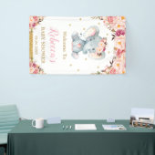 Banderoles Flexible Flore Elephant Baby shower Party fond B (Salon professionnel)