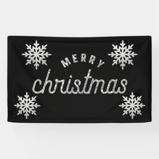 Banderoles Flocon de neige Parties scintillant en argent (Horizontal)