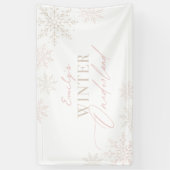 Banderoles Flocon de neige rose hiver Onederland 1er annivers (Vertical)