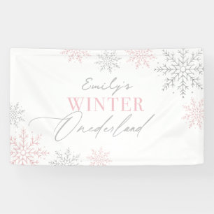 Banderoles Flocon de neige rose Winter Onederland 1er anniver
