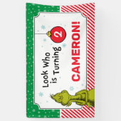 Banderoles Flocon de neige rouge et vert Grinch Anniversaire (Vertical)