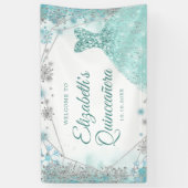 Banderoles Flocon de neige vert Turquoise Silver Quinceañera (Vertical)