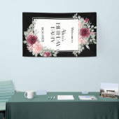 Banderoles Flora rose Bourgogne Noir Joyeux anniversaire (Salon professionnel)