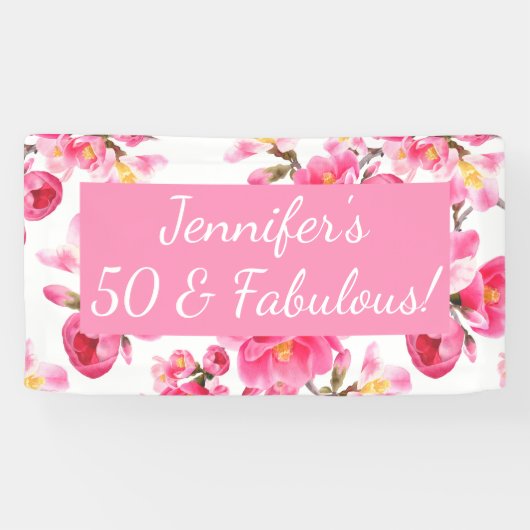 Banderoles Floral 50 et Fabuleux 50e anniversaire (Horizontal)