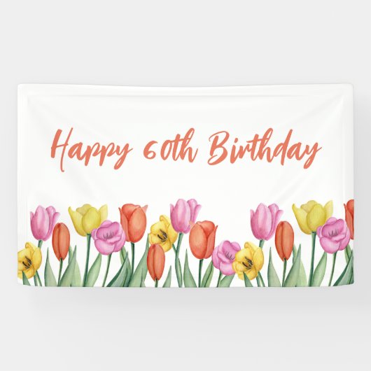 Banderoles Floral 60e Anniversaire Pastel (Horizontal)