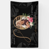 Banderoles Floral 80e anniversaire Black Gold Chic Photo pers (Vertical)