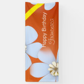 Banderoles Floral blanc avec arrière - plan orange (Vertical)