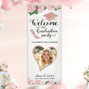 Banderoles Floral Blush rose et blanc Accueil