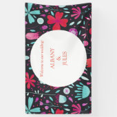 Banderoles Floral Boho Aquarelle Mariage foncé (Vertical)