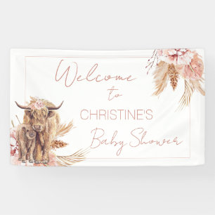 Banderoles Floral Boho Cow Calf Baby shower de bienvenue
