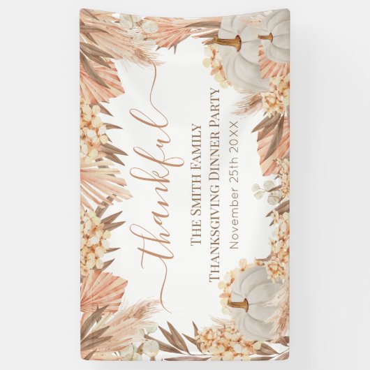 Banderoles Floral Boho Thanksgiving Dinner party banner (Vertical)