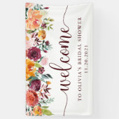 Banderoles Floral Bourgogne rustique sur blanc | Bienvenue  (Vertical)