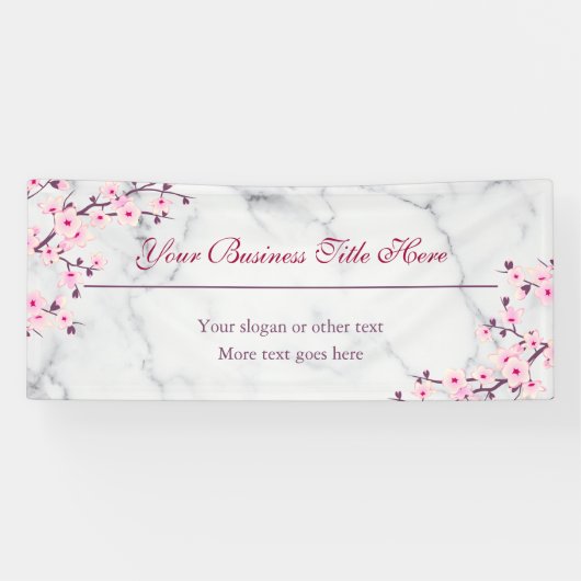 Banderoles Floral Cerisier Fleur Gris Marbre (Horizontal)