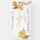 Banderoles Floral Chic Elegant Simple Jaune 21e Anniversaire (Vertical)