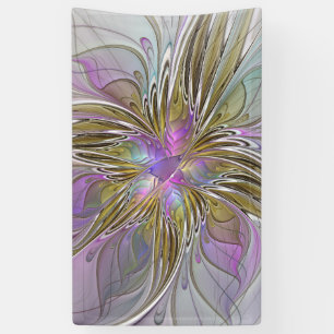 Banderoles Floral Coloré Abstrait Fractal Avec Rose & Or