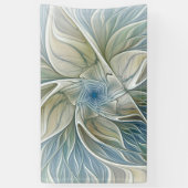 Banderoles Floral Dream Motif Abstrait Blue Khaki Fractal (Vertical)