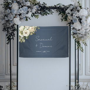 Banderoles Floral Elegance Dusty Blue Mariage