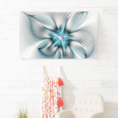 Banderoles Floral Elegance Modern Abstract Blue Fractal Art (En situation)