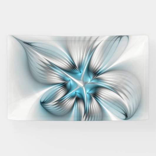 Banderoles Floral Elegance Modern Abstract Blue Fractal Art (Horizontal)