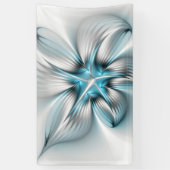 Banderoles Floral Elegance Modern Abstract Blue Fractal Art (Vertical)