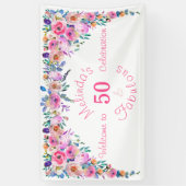 Banderoles Floral Elegant 50 et Fabulous Birthday (Vertical)
